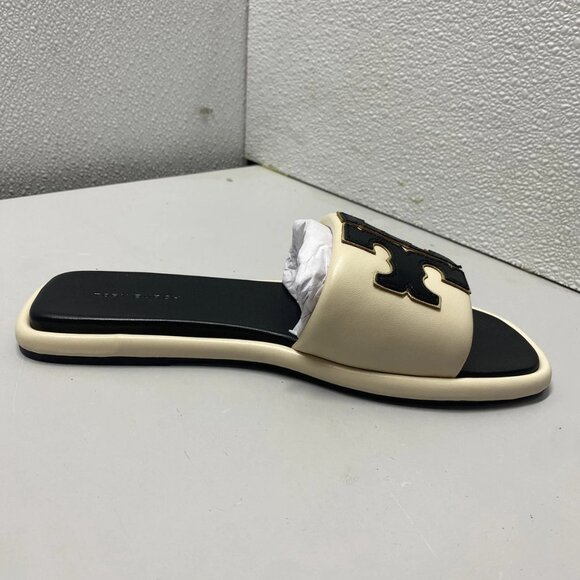 NEW TORY BURCH Women's Double T Sport Slide Sandal – Cream/Black/Gold – Size 7.5 - Picture 7 of 10